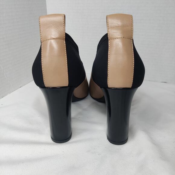 Via Spiga Bayne Leather Color Block Luxury Bootie Heels 6 Made in Italy Designer - Picture 3 of 12